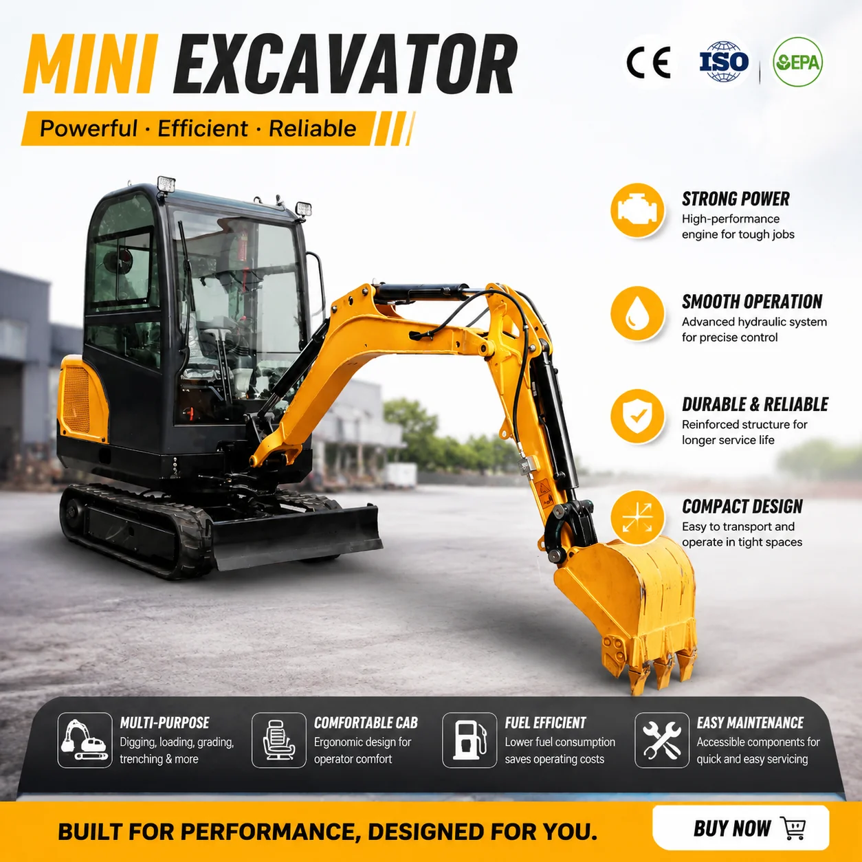 High Strength EPA Structure 2 ton excavator kubota 3.5 Ton 6 Ton excavator new excavator price list