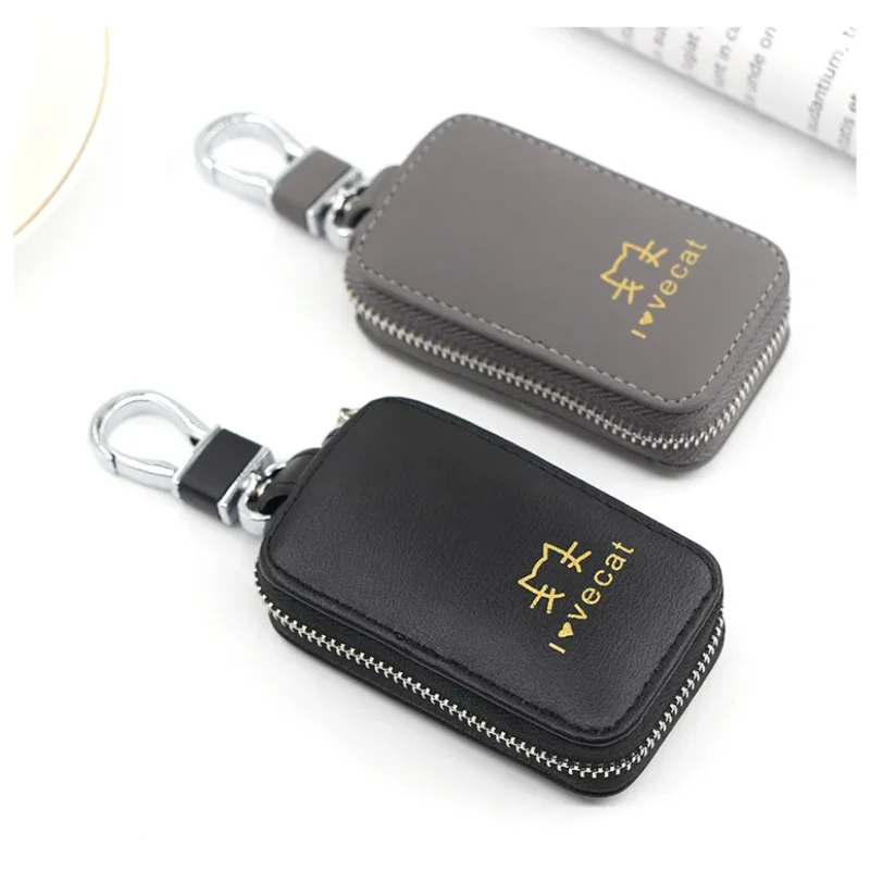 

PU Leather Cute Cat Women Car Key Holder House Keychain Bag Organizer Car Key Case Pouch Multifunctional Small Wallet Mini Purse