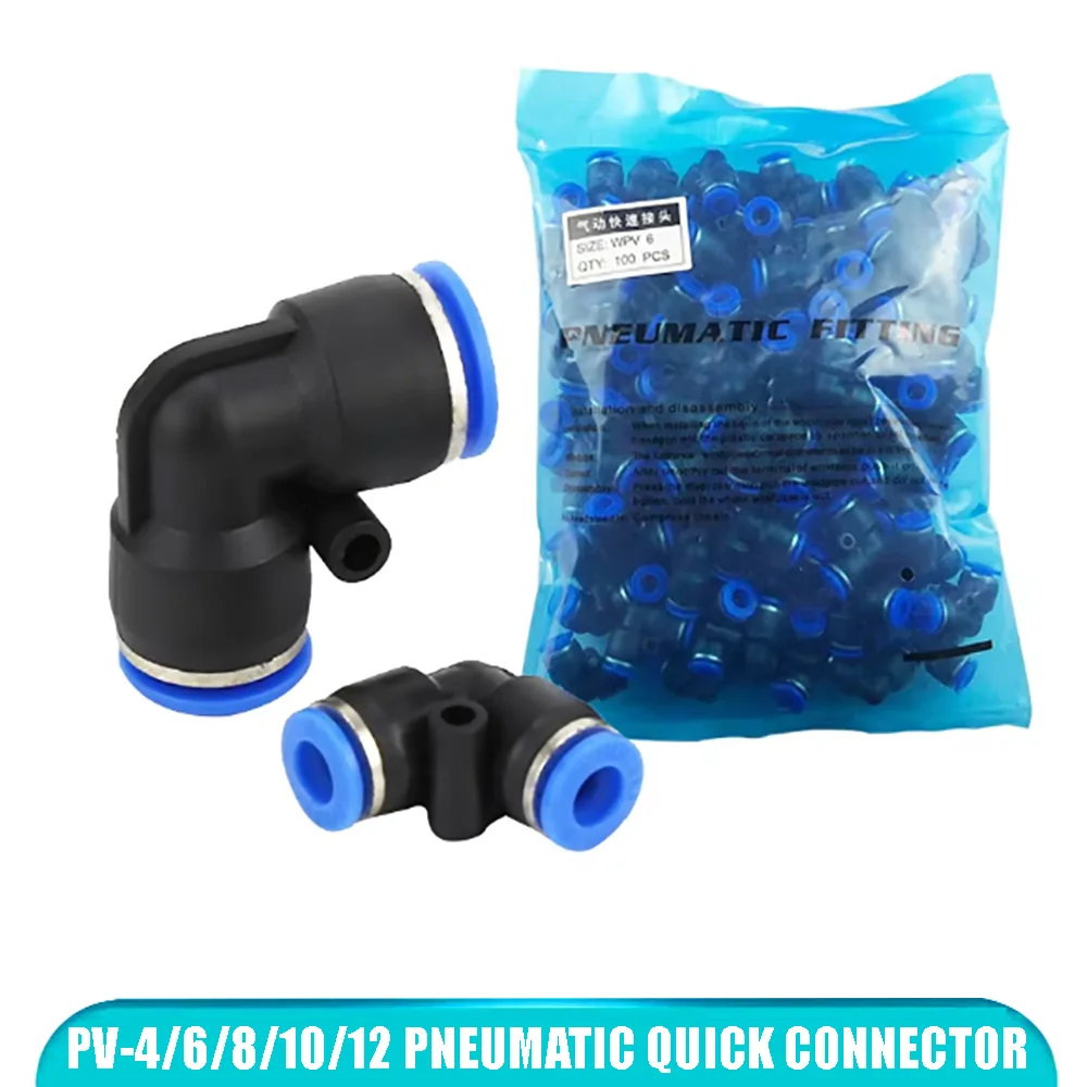 PV pneumatic quick connector plastic elbow L-shaped 4 6 8 10 12 14 16mmhose air component tube push in water quick connector PVG