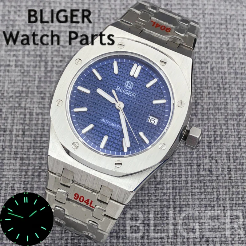 BLIGER 41 ミリメートル NH35 メンズ高級ビジネスステンレス鋼の腕時計男性スポーツエクセレンス防水腕時計タフな男性のギフト時計