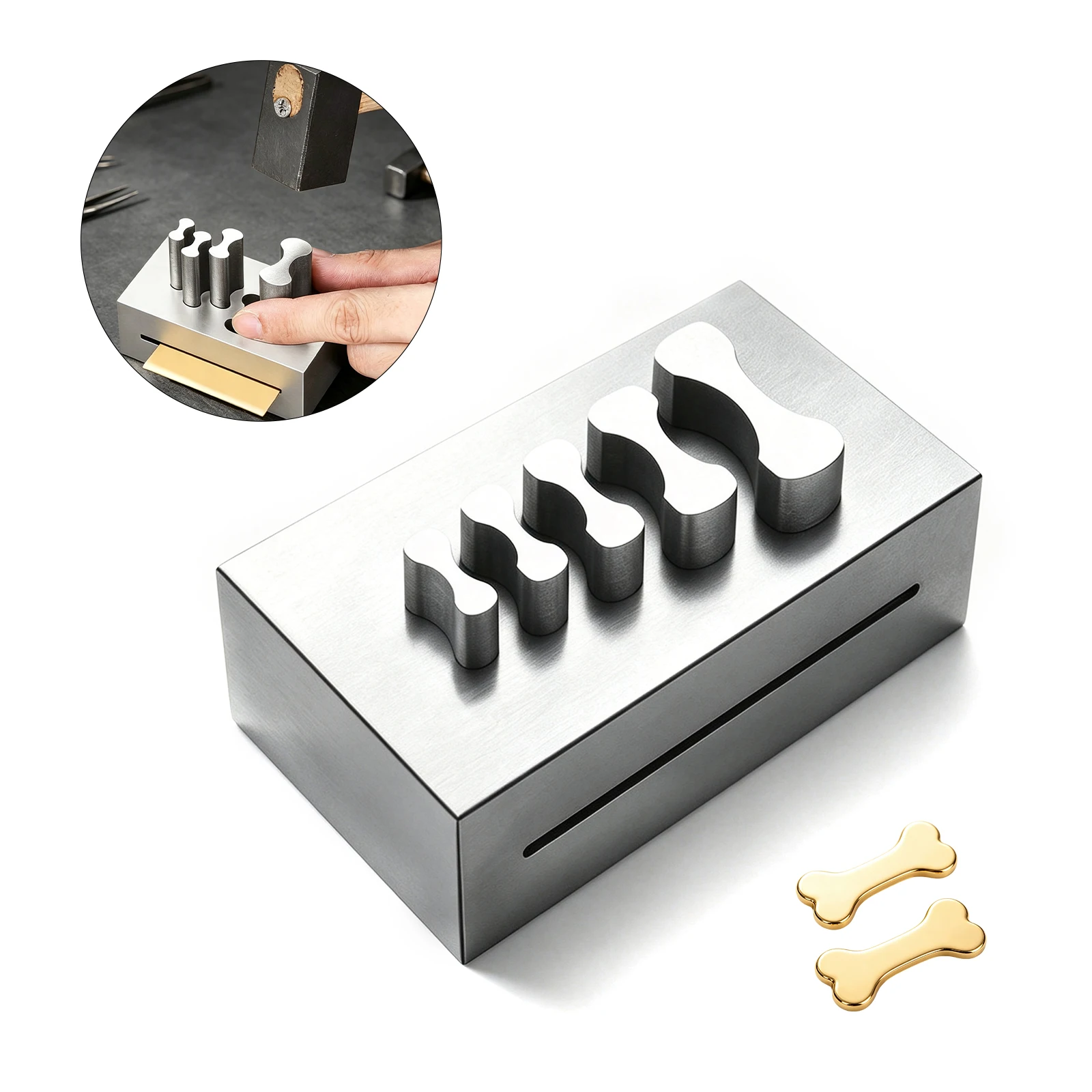 Dog Bone Disc Cutter Punch and Die Set for Jewelry Making, 5 Sizes 6-12mm Steel Metal Sheet Cutting Tool