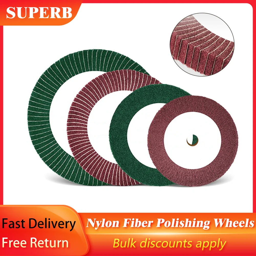 1Pcs 150/200/250/300mm Nylon Fiber Polishing Wheels Scouring Pad Grinding Mop Polishing Wheel Abrasive Flap Discs For Metal Wood
