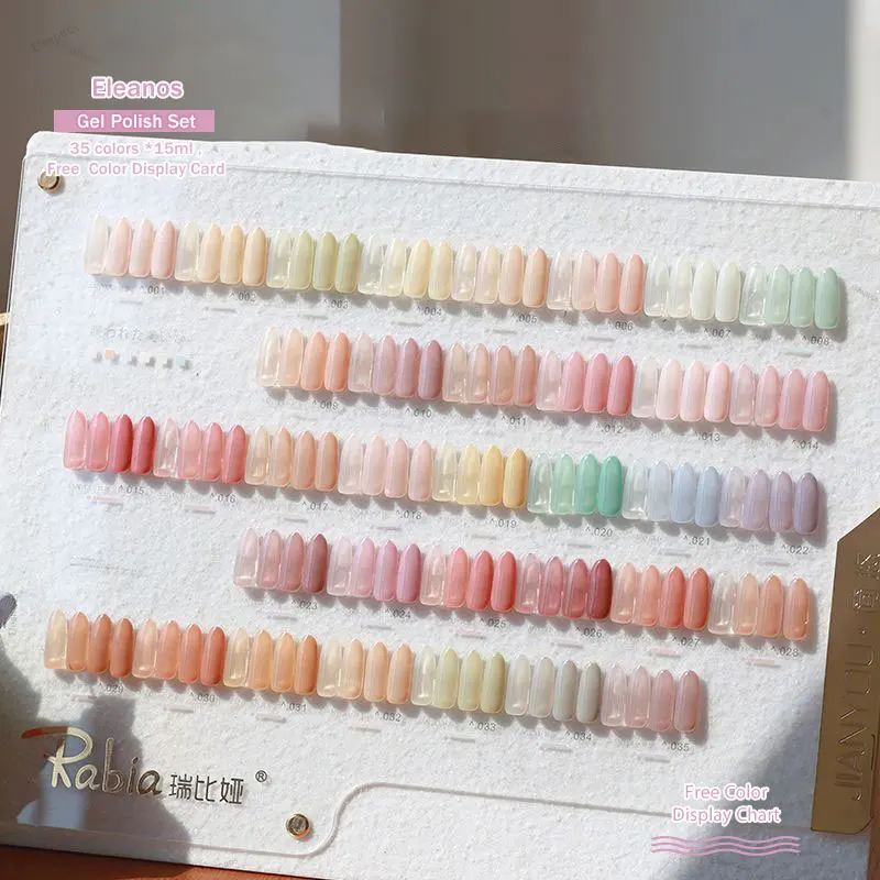

Eleanos Clear Gel 35pcs*15ml Jelly Gel Polish Set With Color Card Nude Transculent Semi Permanent UV LED Gel For Nail Art Salon