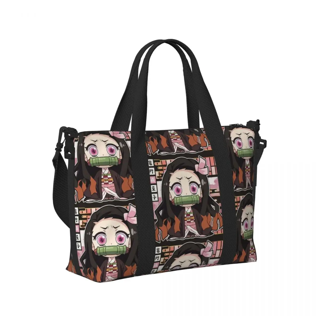 

Kimetsu No Yaiba Nezuko Demon Slayer Anime Manga 5 Beach Travel Bag Tote Bags for Gym Yoga Women Shopping Duffle Shoulder Bag