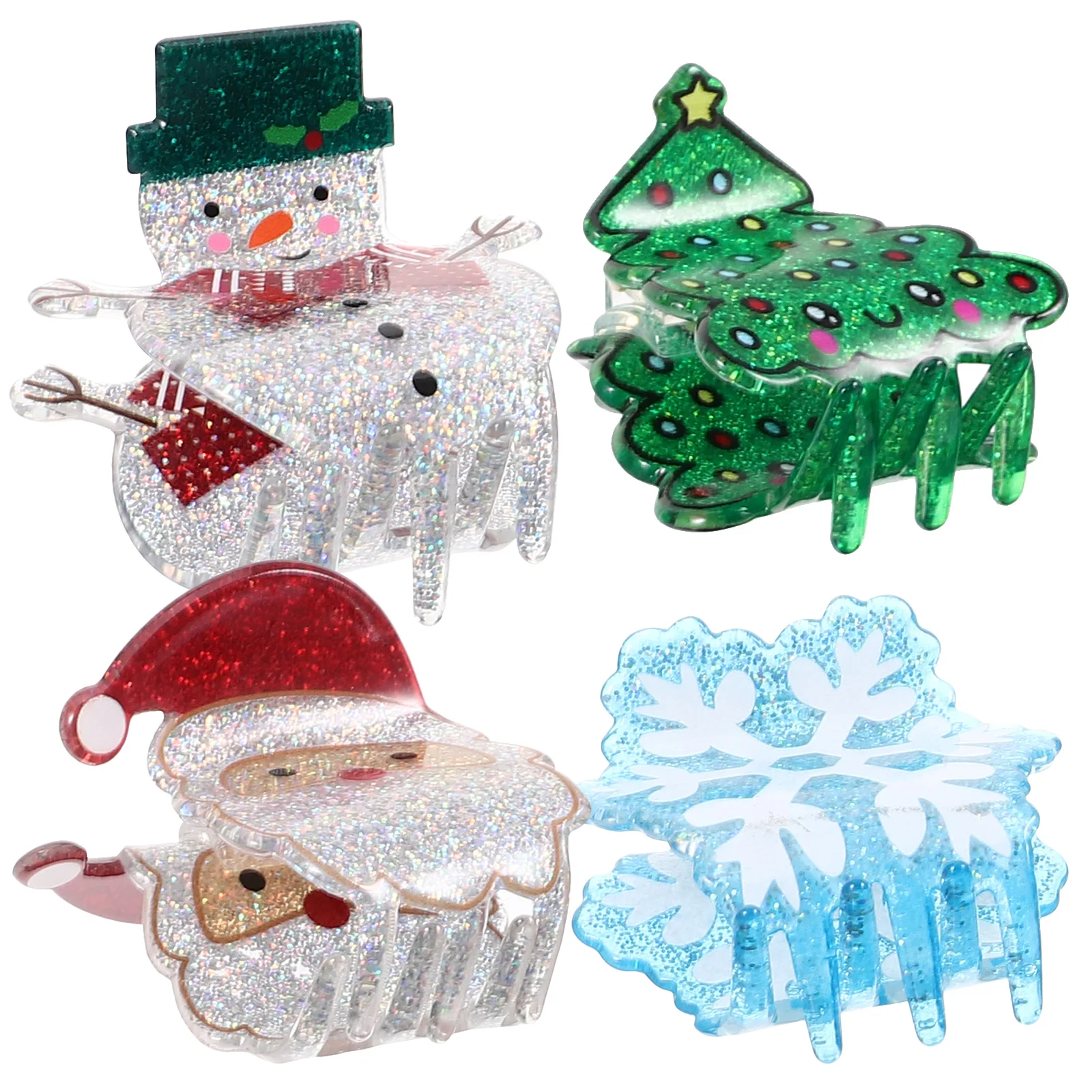 

4pcs Christmas Claw Clips Acrylic Small Hair Claw Clips Christmas Hair Clips Christmas Hair Styling Tools For Kids Women Navidad