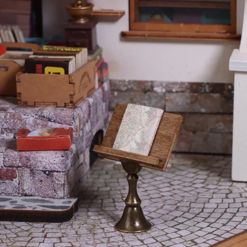 Mini soporte de lectura de libros mágicos para casa de muñecas, modelo de muebles para casa de muñecas, decoración, accesorios de construcción de microescena, 1/12