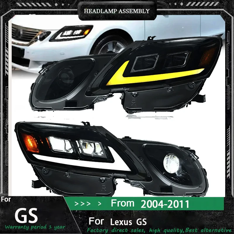 

For 2004-2011 Lexus GS headlight assembly retrofit new LED daily running light water steering lens