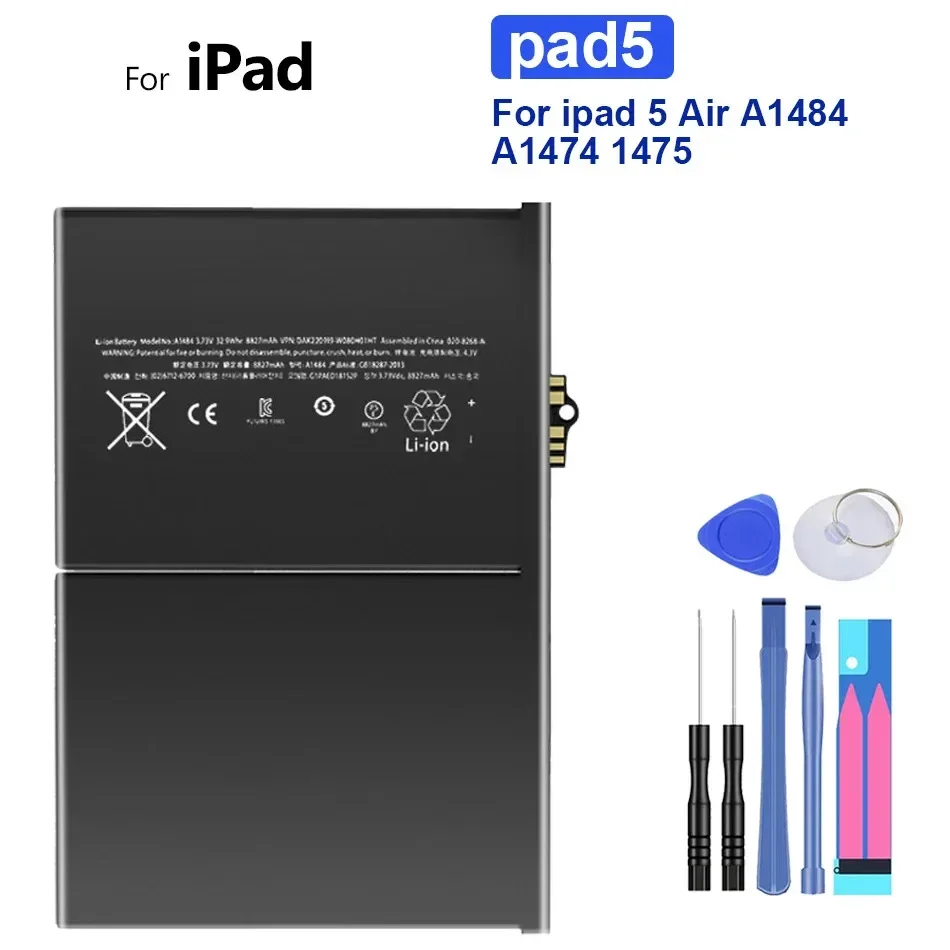 

Аккумулятор для планшета 8827 мАч для Apple Ipad 5 Air 1 Ipad5 Air1 A1484 A1474 1475, высококачественный аккумулятор + трек НЕТ