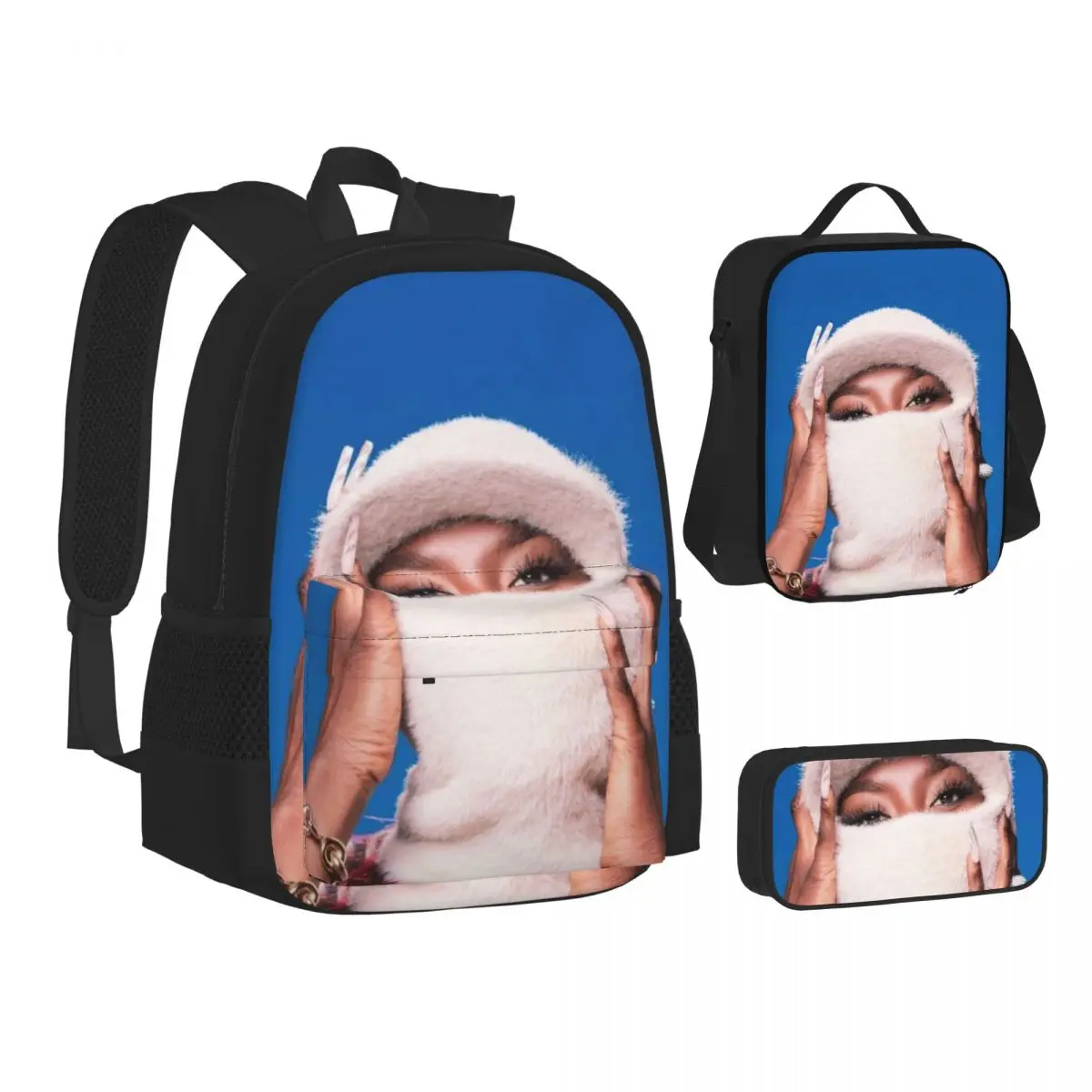 Aya Nakamura DNK Album Cover Rap Backpacks Boys Girls Bookbag School Bags Kids Rucksack Lunch Bag Pen Bag Three-Piece Set