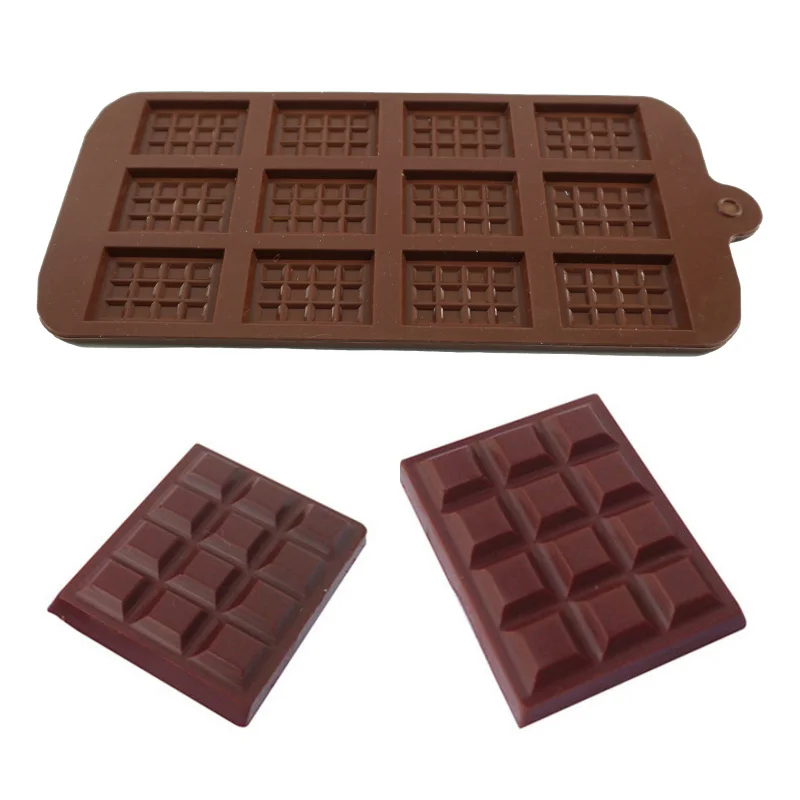 1PCS Silicone Mold 12 Cells Chocolate Mold Fondant Patisserie Candy Bar Mould Cake Mode Decoration Kitchen Baking Accessories