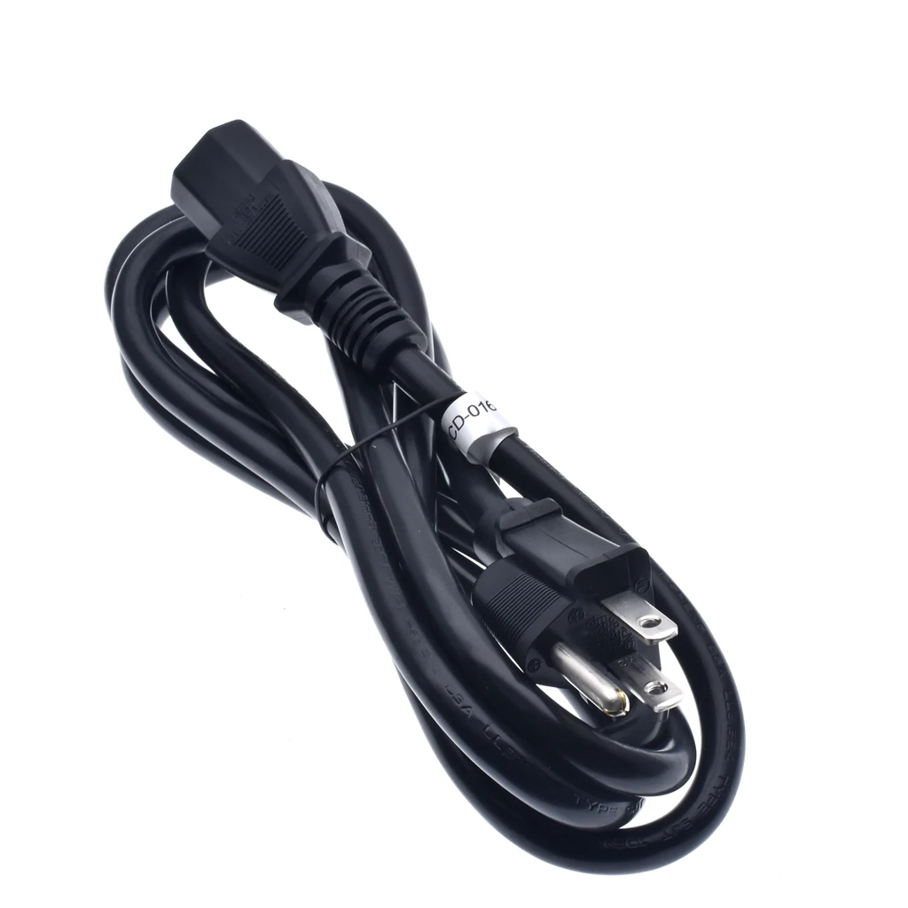 Replacement Power Cable, 3 Pin Connector, Universal Power Cord, 5-15P to C13 Power Cord, 16 AWG, Black,13A 125V