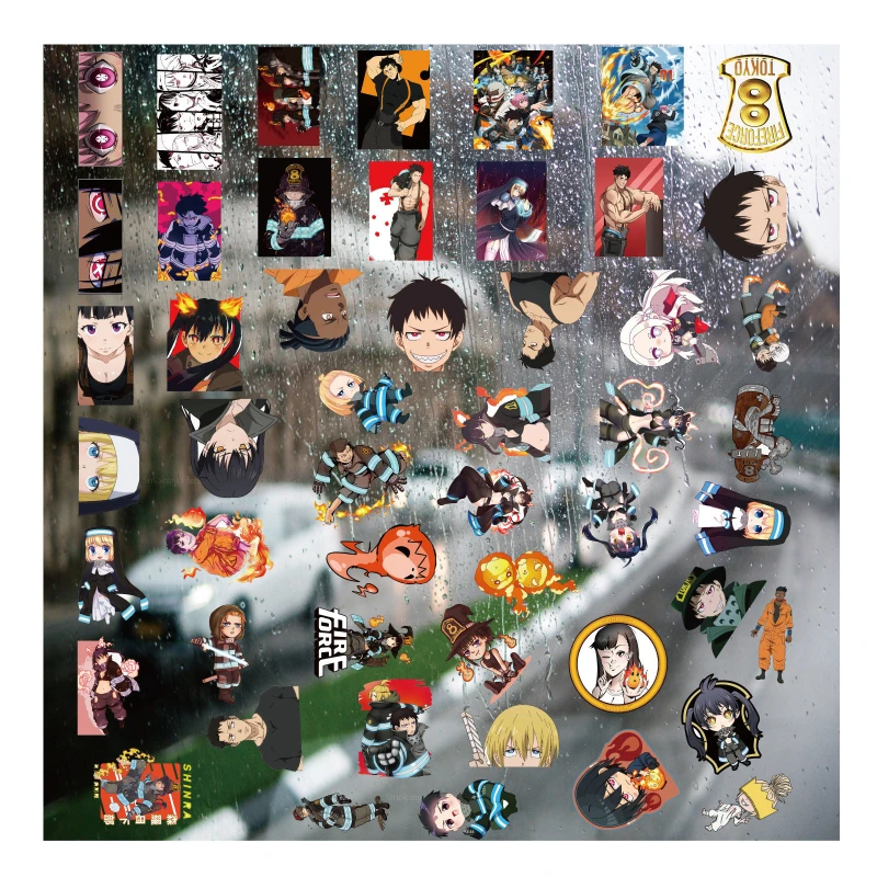 50/30/10PCS Shinra Gojo Arthur Bonneville Popular Anime Peripheral Graffiti UV Transfer Sticker 3D Hollow Crystal Label Sticker