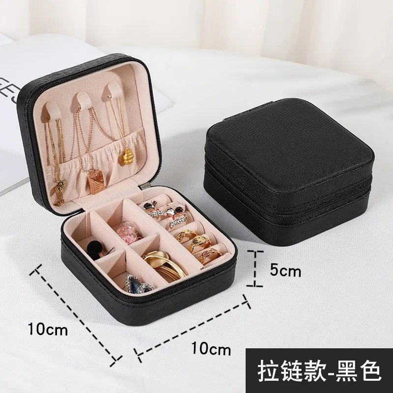 Mini caja de almacenamiento de joyas portátil para mujer, estuche de viaje para pendientes, collar, organizador de anillos, vitrina de cuero PU