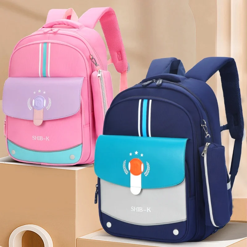 Grade 1-3-6 Primary Children Fashion Panelled High-capacity Backpacks New Girl Boy Students Light Simple Schoolbags with Pen Bag
