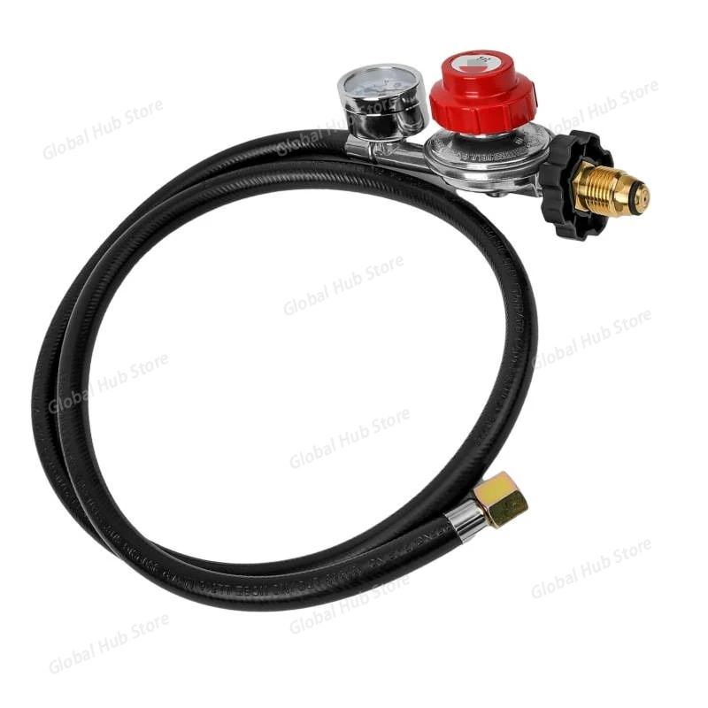 North American 4FT Adjustable Propane Regulator (0-30PSI) with Gauge & POL Connection Hose - Grill Accessory for Outdoor Use