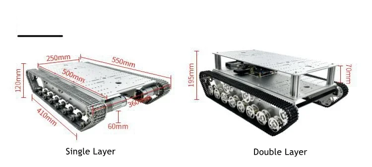 2026 T800S Pro Single Layer Robotic Tank Chassis Plastic Track 15KG Load Capacity for Opensource Development ROS Robot