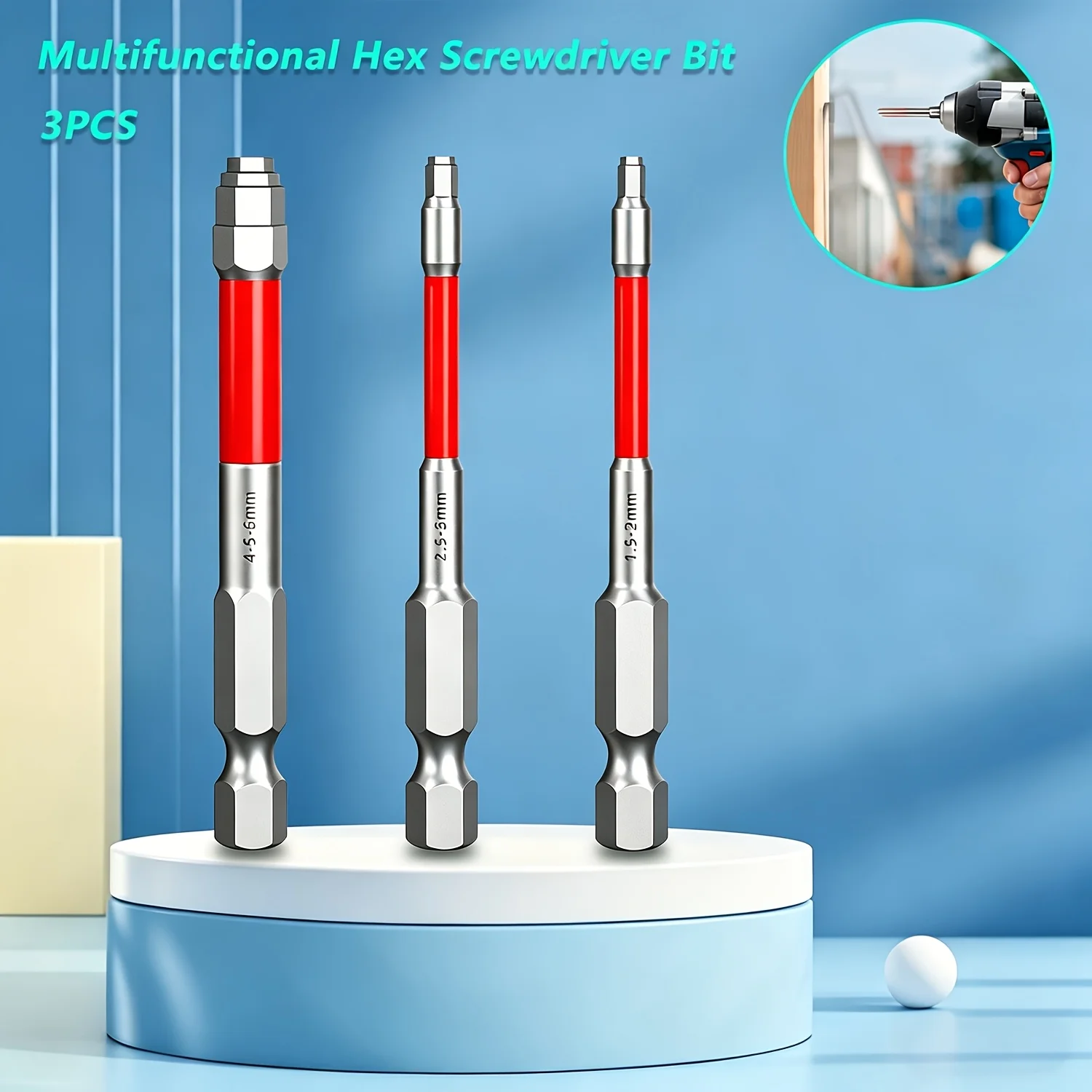 3Pcs Multi Step Hex Socket Screwdriver Bits High Hardness Universal Adapter Electric & Hand Drill Bits For Household Repair