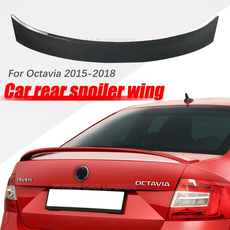 

For Volkswagen Skoda Octavia 2015-2018 ABS Plastic Carbon Fiber Color Rear Spoiler Tail Trunk Wing Boot Lip Cover Car Accessorie