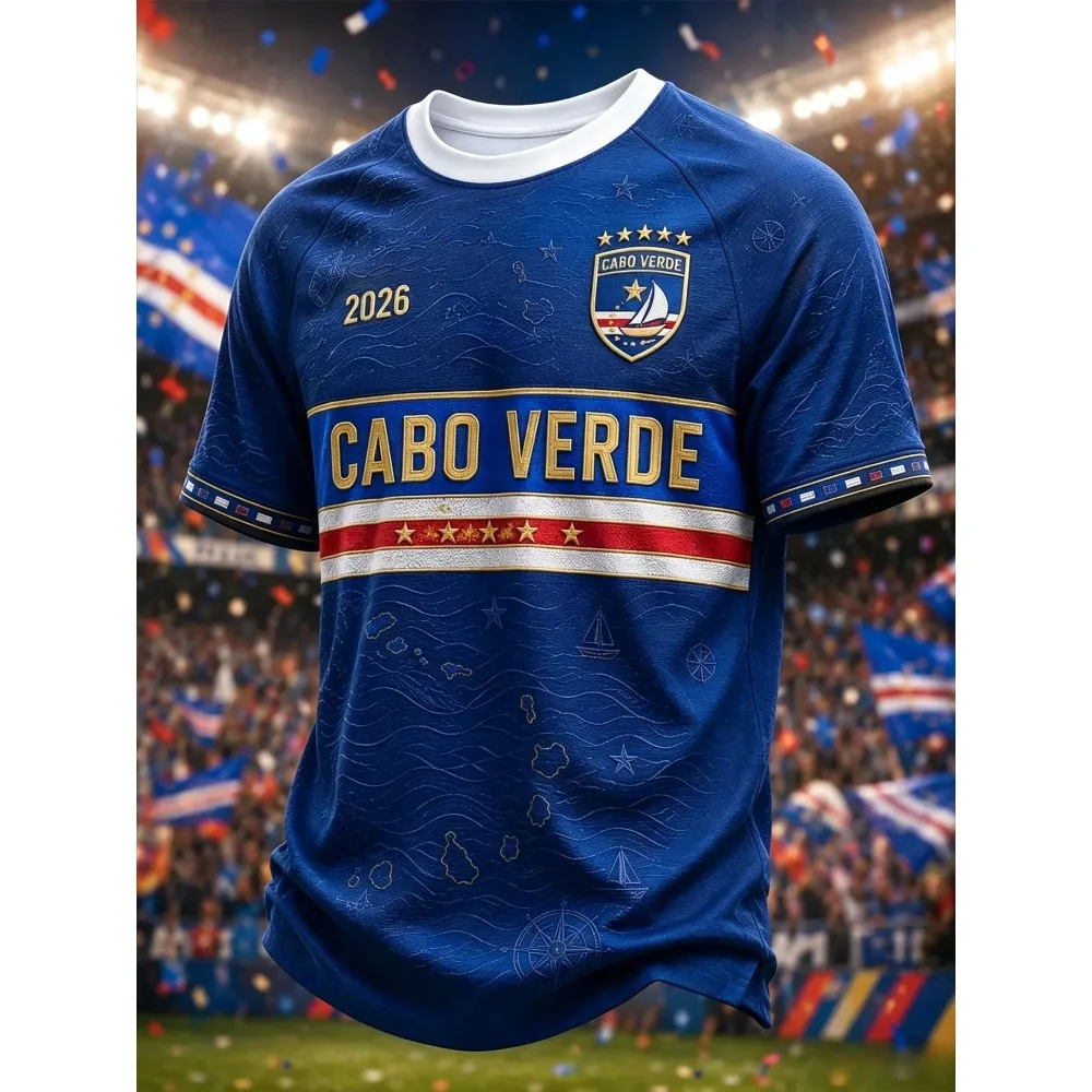 Summer Cabo Verde National Flag Clothing Map Men 3D Print Quick Dry Soccer Fan Casual Sports Short Sleeve Jersey Top Tees
