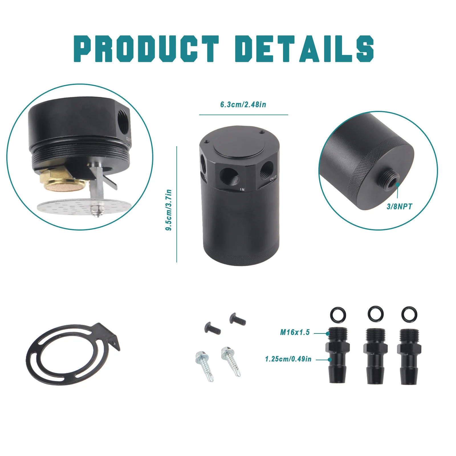 خزان عالمي ذو 3 منافذ من الألومنيوم لخزان زيت السيارة