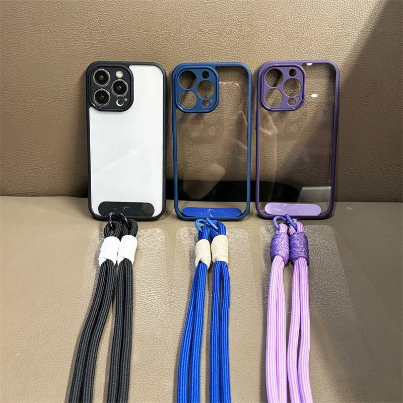 เคสสำหรับ Vivo S30Pro mini S20 S19 S18 S17 S15 S12 S10E X200 X80 Lite FE Pro แบบปรับได้ 2IN1 สายคล้องคอ อะคริลิคใส