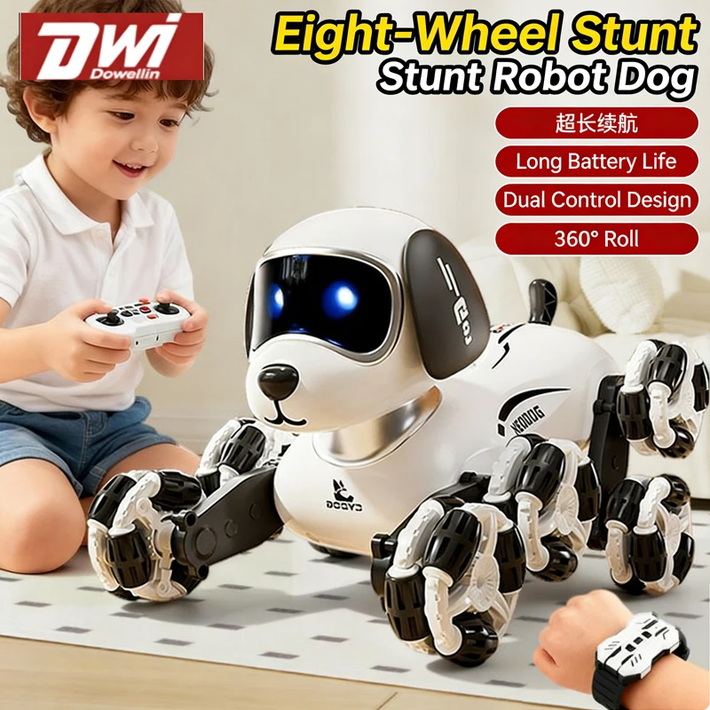 New Intelligent RC Robot 8-wheel Stunt PET Electronic Sing Dance Follow Smart Interactive  Music Toy Programmable Puppy Kid Gift