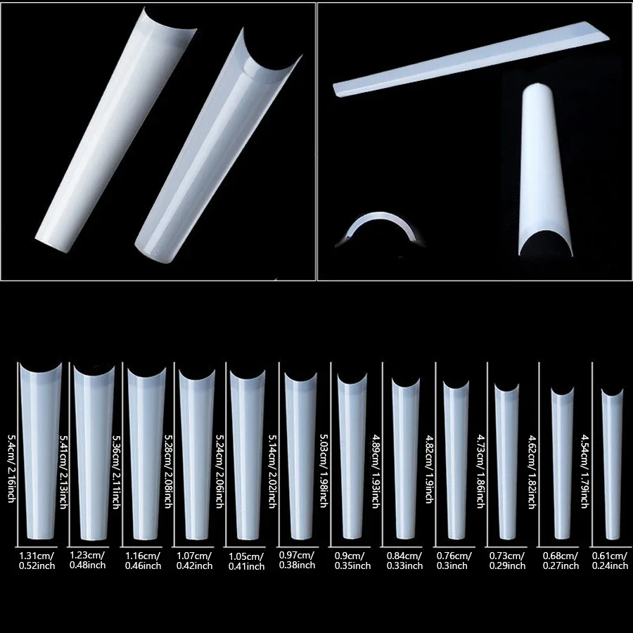 504 puntas francesas extralargas, uñas postizas sin costuras, puntas de uñas postizas para extensión de gel UV acrílico