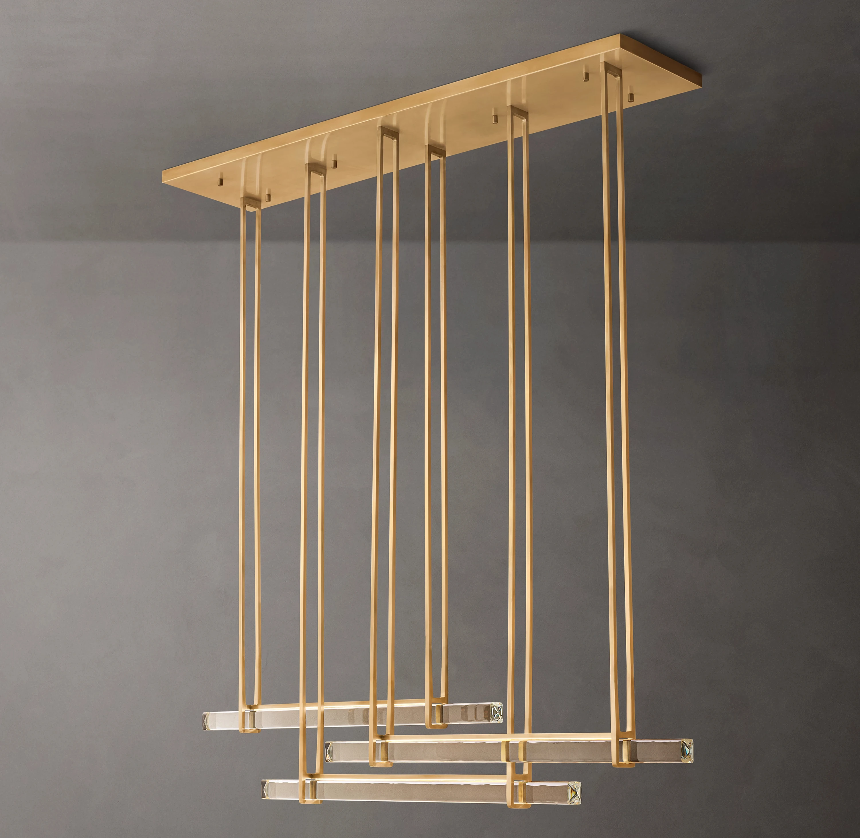 Audubon Crystal Triple Bar Linear Chandelier Bedroom Hanging Pendant Lamp LED Chandelier Ceiling Lighting Modern Home Decor Lamp
