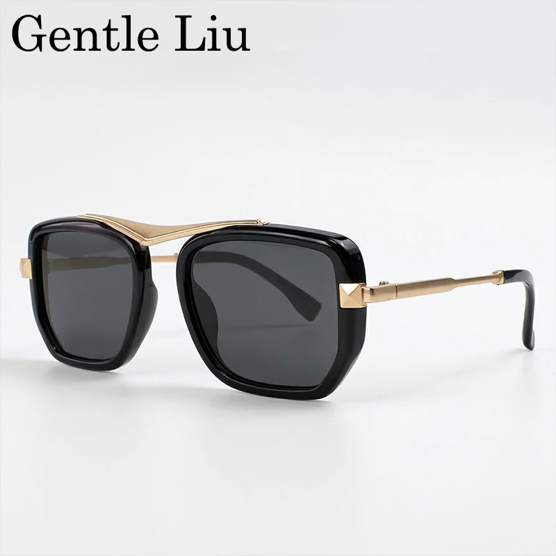 

Steampunk Square Sunglasses Men 2026 Luxury Brand New Hip Hop Punk Driving Sun Glasses Male Gold Eyewear For Male Trendy Shades