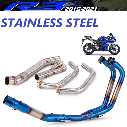 YZF R25 R3 MT03 sistema de escape completo tubo medio resbalón para YAMAHA YZF MT03 R25 R3 2015 2016 2017 2018 2020 sin escape