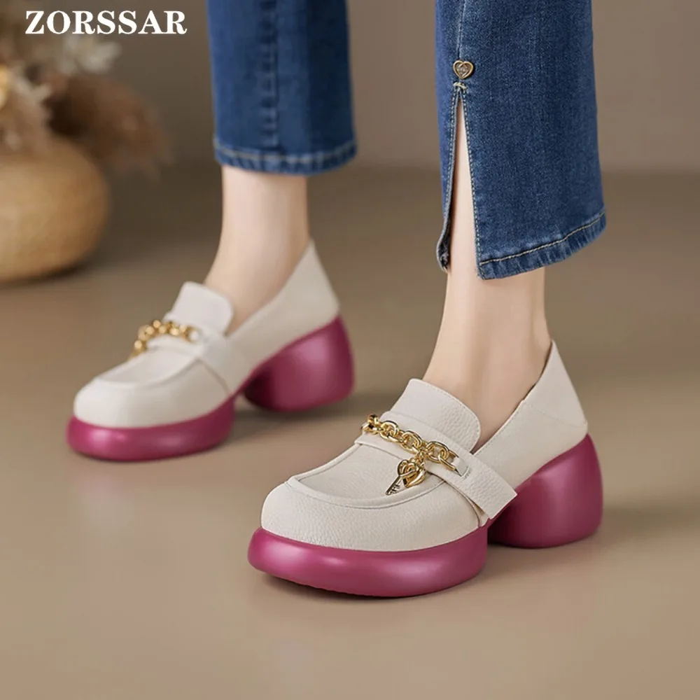 

Ladie Loafers Lolita High Heel Women College Leather Platform High Quality Shoes Style School Girls Jk Uniform Thick Sole Shoes