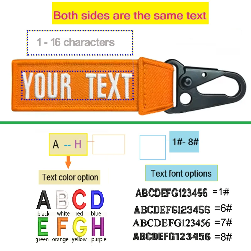 Customized Keychain Embroidery Motorcycle Double-sided Personalized Climbing Club Your Text Luggage Tag
