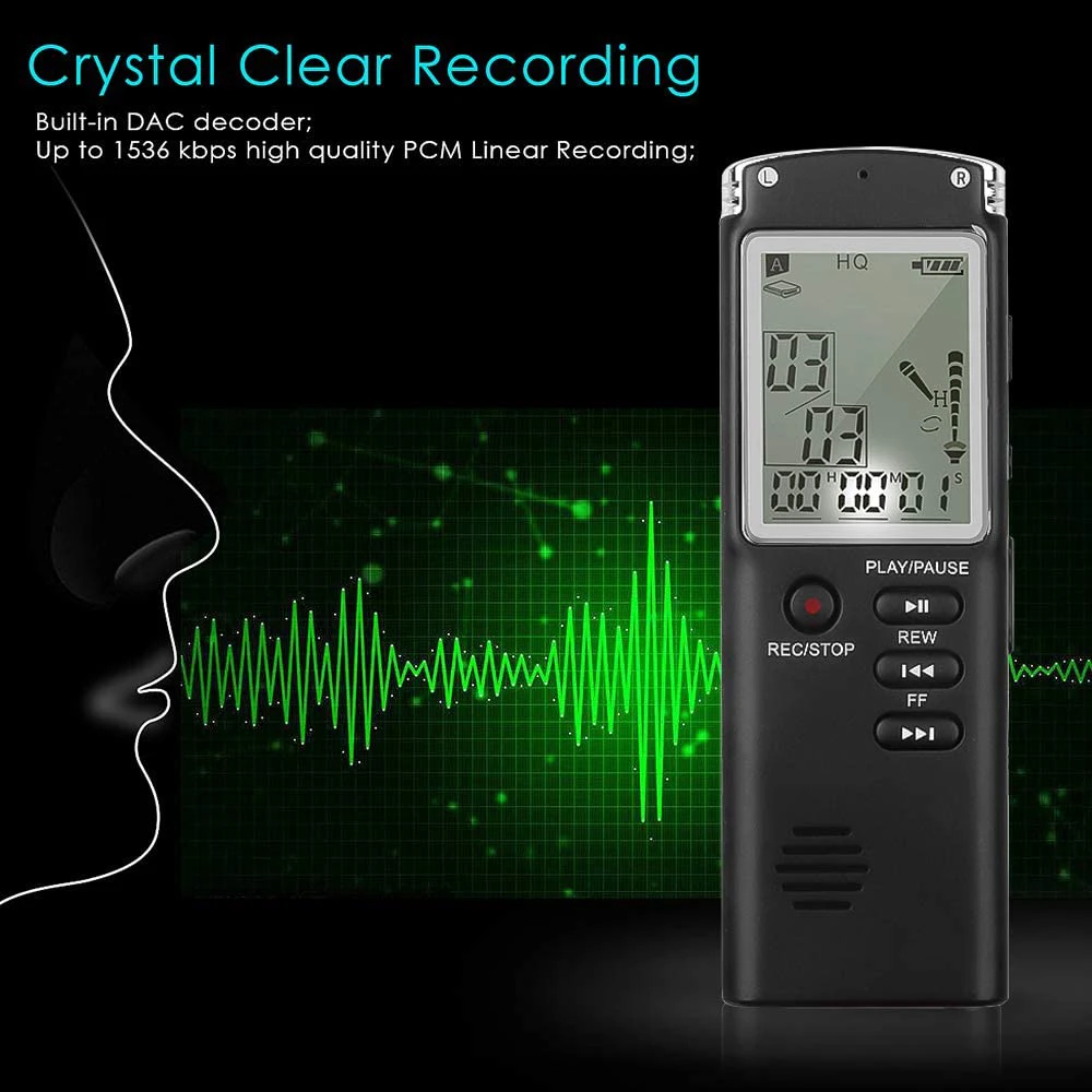 4GB Memory Digital Voice Activated Recorder 18 Ours Sound Audio Recorder Recording Device Playback,MP3 Player,Variable USB PQ146