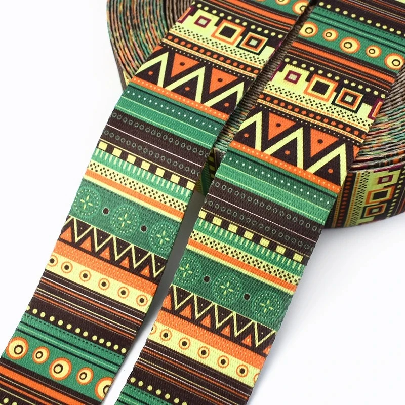 5 Meter 50mm / 2 Zoll Bedrucktes Gurtband 1,2mm Dick Polyester-Baumwolle Rucksackgurt DIY Handtaschen-Nähzubehör