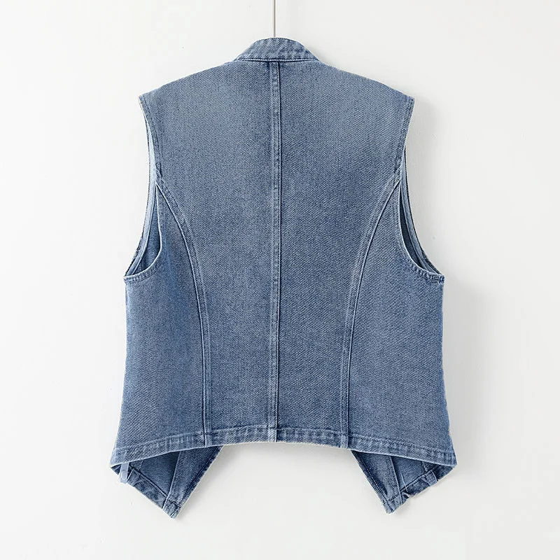 多用途ラペルショートデニムジャケット女性のための 2025 新しい女性の春秋 Cothing ルースレトロプリントジーンズコート美容ファッション