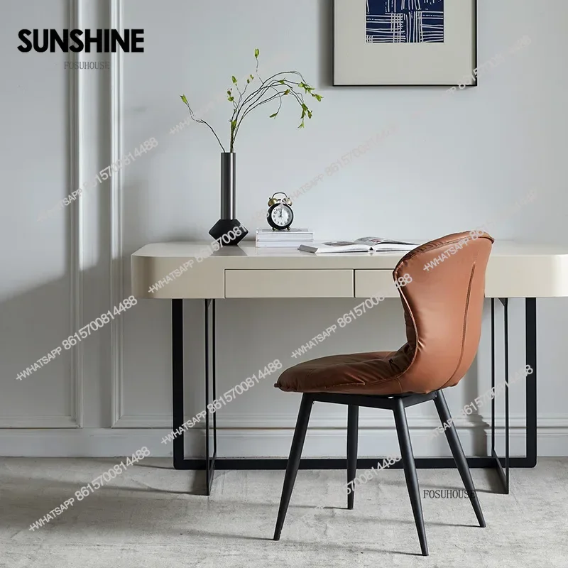 Italian Cream Style Office Desks for Bedroom Wooden Paint Desk with Drawers Creative Luxury Household Computer Desks for Study