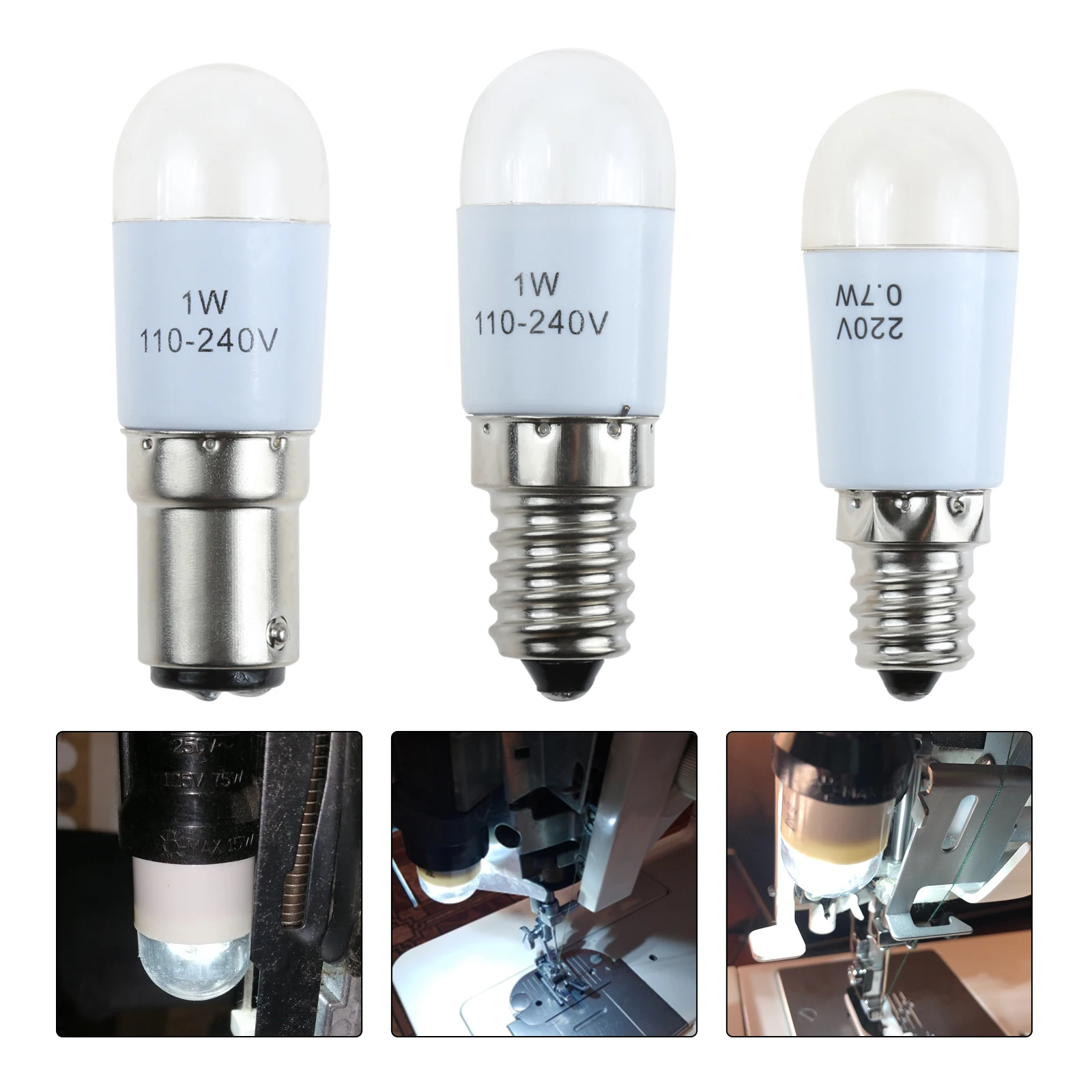 BA15D/E14/E12 uniwersalna maszyna do szycia wkrętów żarówka LED oświetlania 1W 0.7W lampa do szycia domowego 220V 1PC