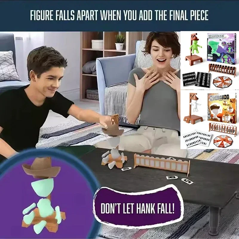 2026[HOT-Cowboy Magnetic Hangman Board Games Mystery Guessing Word|| Before Hank\ Falls Hanging with Doll*& Travel Table Game]