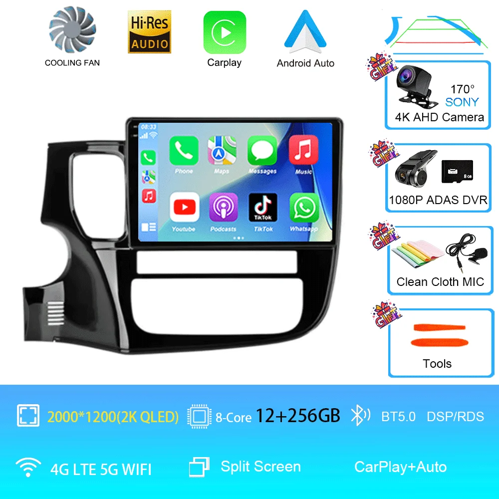 Android 16 Carplay autoradio voor Mitsubishi Outlander 3 GF0W GG0W 2012-2018 Multimedia Videospeler Navigatie Stereo GPS 2din