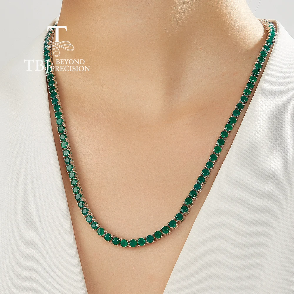2026,New natural green agate necklace 50cm long round 4.0mm  gemstone  light luxury fashion ladies fine anniversary banquet wear