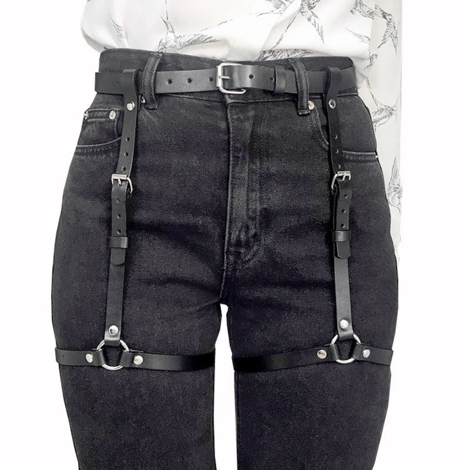 

Women Fashion Pu Leather Harness Adjustable Body Decor Leg Thigh Garter Belt Gothic Harness Bondage Lingerie Leg Harness