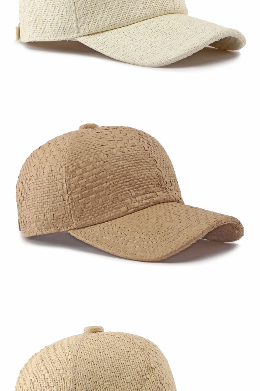 HT5124 Frühling Sommer Sonnenhut Kappe für Männer Frauen Atmungsaktive Stroh-Baseballkappe Unisex Verstellbare Modische 6-Panel Snapback-Kappe – Detail 5