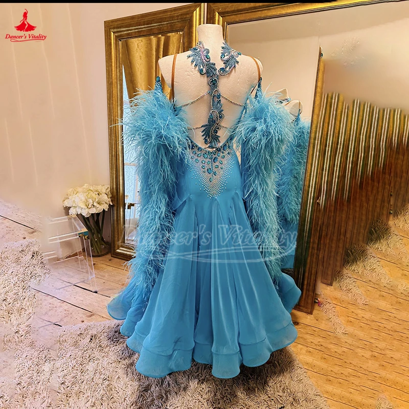 Customize Female Social Dance Performance Clothing Waltz Foxtrot Quickstep Ballroom Dance Competition Big Swing Dresses