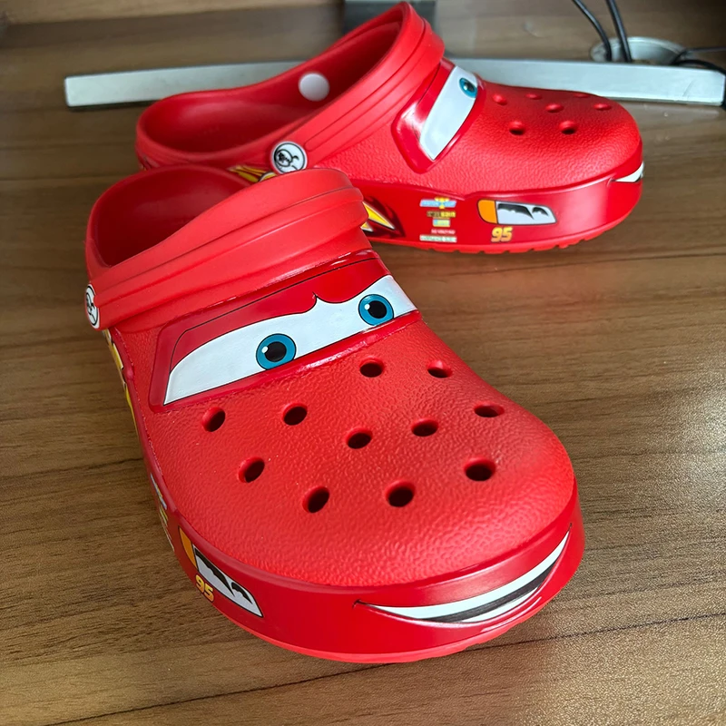 Disney Pixar Lightninged Mcqueens zapatillas impermeables sólidas sandalias al aire libre Casual transpirable tobillo-envoltura zapatos EVA regalo