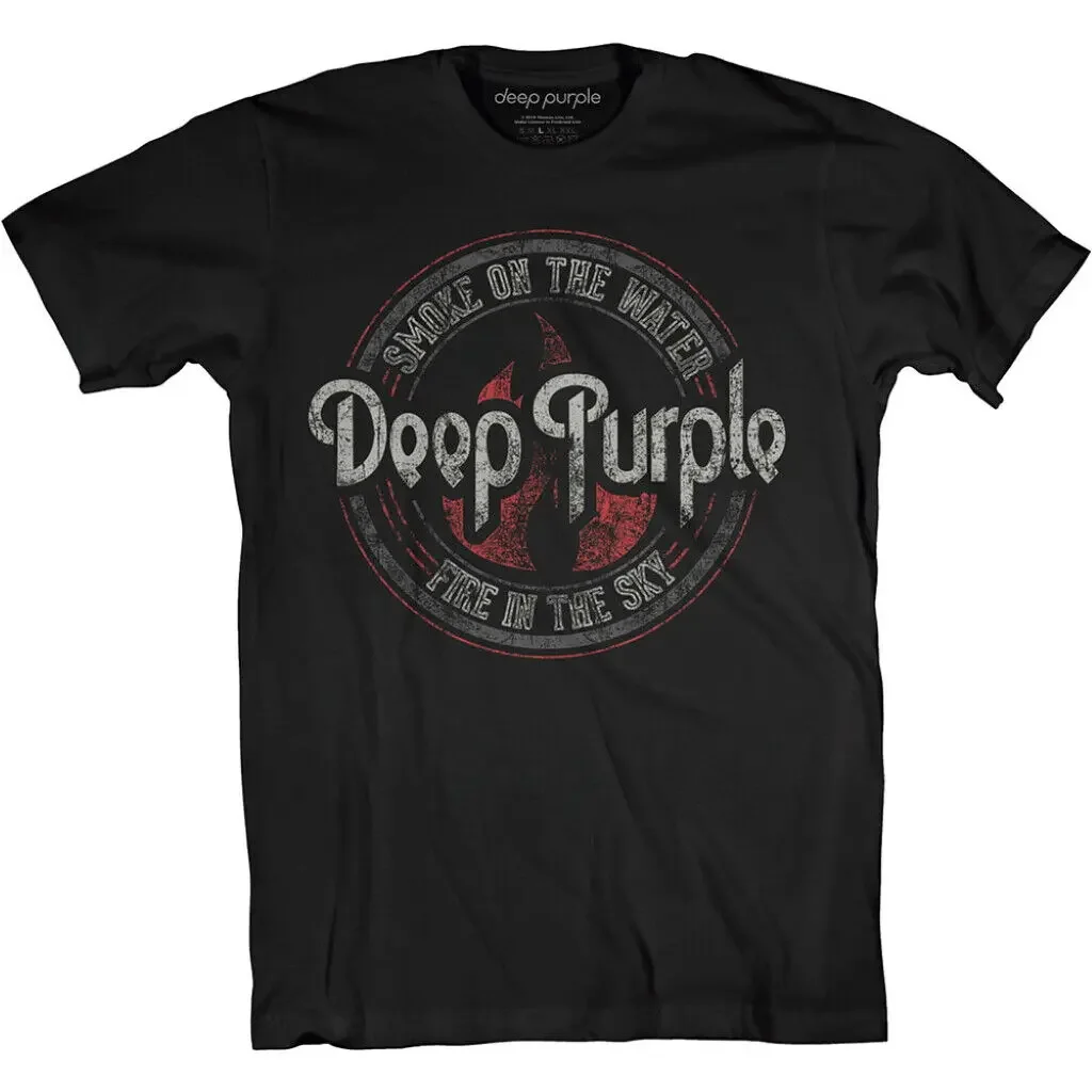 Deep Purple Smoke Circle Black T Shirt New Official