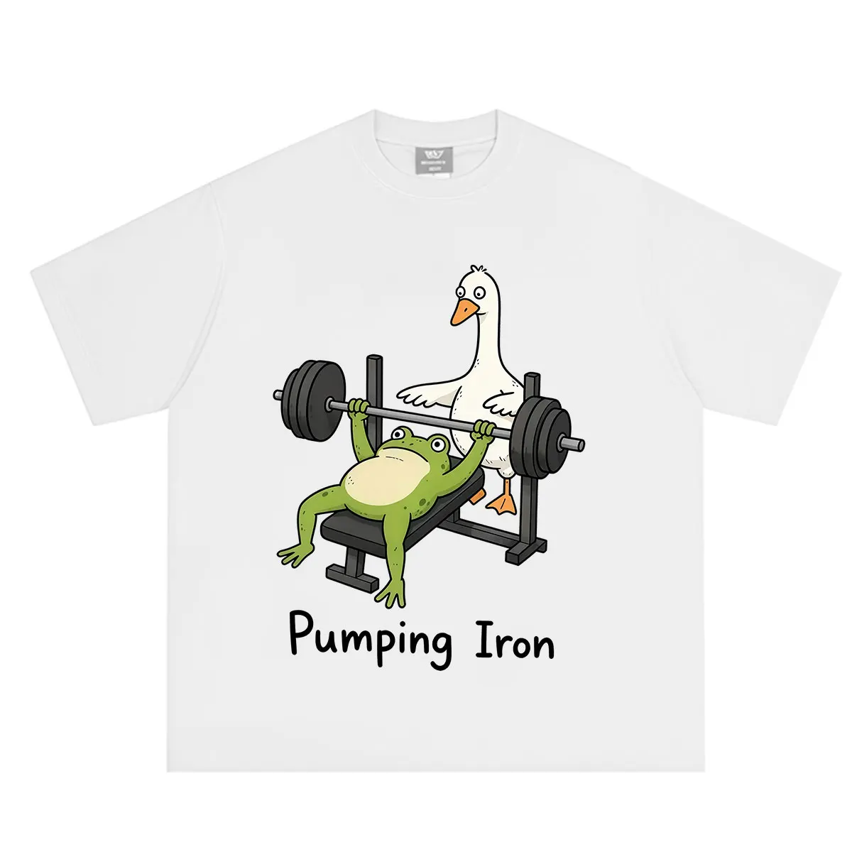 Pumping Iron Frog Goose Funny Gym Graphic T-Shirt Men Women Fashion Hip-Hop T-shirts Short-sleeved Loose Casual Cotton T-shirts