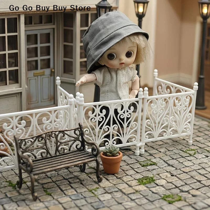 【S】Cute DollHouse Carved Fence Guardrail Miniature Model DIY Scene Ornaments And Photography Props Micro Landscape Home Decor
