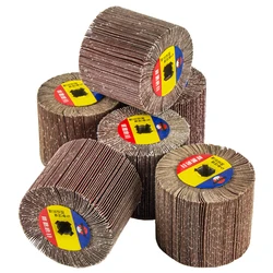 120*100*19mm Sander Paper Flap Wheel Brush Grinding Polishing Deburring Drum Wheel for Metal Wood Stainless Steel