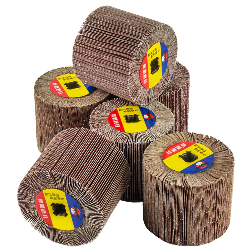 120*100*19mm Sander Paper Flap Wheel Brush Grinding Polishing Deburring Drum Wheel for Metal Wood Stainless Steel