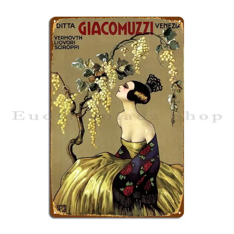 Giacomuzzi Vermouth Ditta Venezia Metal Plaque Design Cinema Designing Classic Living Room Tin Sign Poster